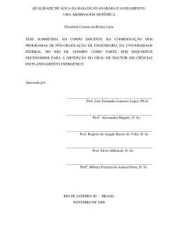 QUALIDADE DE ÁGUA DA BAÍA DE GUANABARA E - PPE