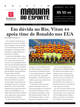 Em dúvida no Rio, Viton 44 apoia time de Ronaldo nos EUA