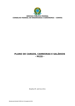 Plano de Cargos, Carreiras e Sal&aacute;rios - PCCS 2012