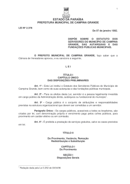 Estatuto do Servidor - Prefeitura Municipal de Campina Grande