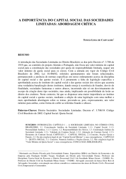 a import&acirc;ncia do capital social das sociedades limitadas