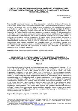 capital social em comunidade rural no âmbito de um projeto