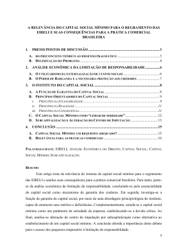 a relev&acirc;ncia do capital social m&iacute;nimo para o regramento das eireli e