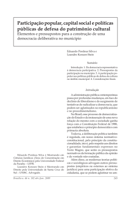 Participação popular, capital social e políticas públicas de defesa do