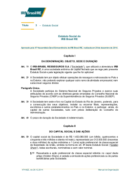 Estatuto Social do IRB Brasil RE Cap&iacute;tulo I Cap&iacute;tulo II