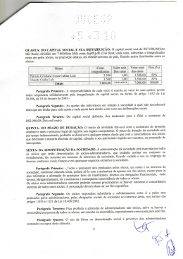 QUARTA: DO CAPITAL SOCML E SUA MãTRÍIšUIÇÃO