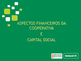 aspectos financeiros da cooperativa e capital social