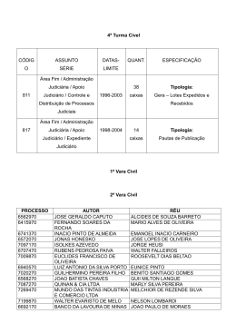 Relação de Documentos Judiciais Destinados a Eliminação