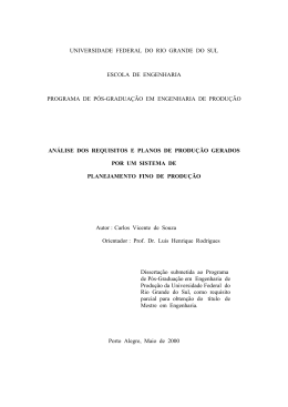 AN&Aacute;LISE DOS REQUISITOS E PLANOS DE PRODU&Ccedil;&Atilde;O