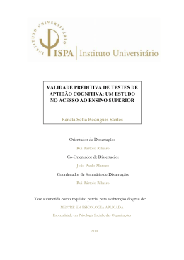 VALIDADE PREDITIVA DE TESTES DE APTIDÃO COGNITIVA: UM