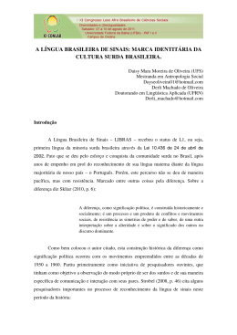 A L&Iacute;NGUA BRASILEIRA DE SINAIS: MARCA IDENTIT&Aacute;RIA DA