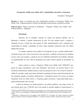 1 O programa &ldquo;minha casa, minha vida&rdquo;: continuidades