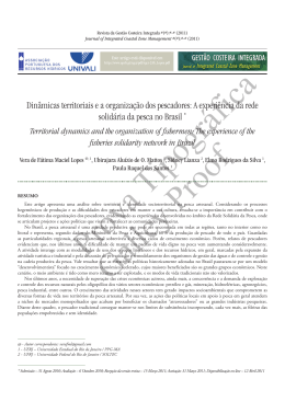 Din&acirc;micas territoriais e a organiza&ccedil;&atilde;o dos pescadores: A