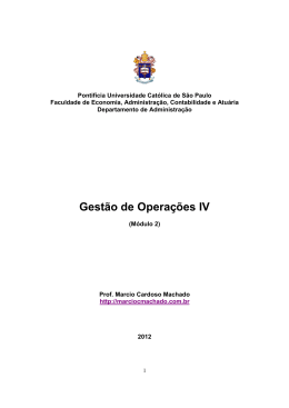 Gestão de Operações IV - Prof. Marcio C Machado