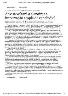 Anvisa Voltar&aacute; a autorizar a importa&ccedil;&atilde;o ampla de canabidiol