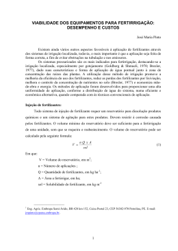 viabilidade dos equipamentos para fertirriga&ccedil;&atilde;o