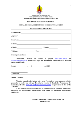 EDITAL PREG&Atilde;O ELETRONICO 001-2013 - AQUISI&Ccedil;&Atilde;O DE