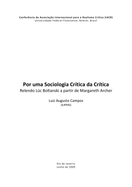 Por uma Sociologia Cr&iacute;tica da Cr&iacute;tica