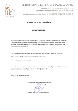 21 de Mar&ccedil;o 2015-Assembleia Geral Ordin&aacute;ria