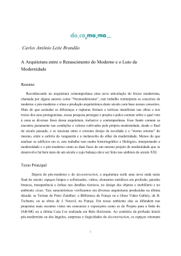 A Arquitetura entre o Renascimento do Moderno e o Luto da