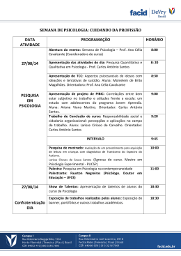 SEMANA DE PSICOLOGIA: CUIDANDO DA PROFISS&Atilde;O DATA