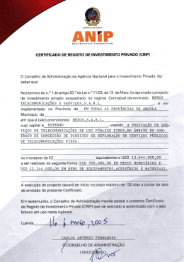 ANIP - Certificado de Registo de Investimento Privado (CRIP)