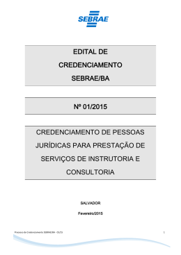 EDITAL DE CREDENCIAMENTO SEBRAE/BA N&ordm; 01/2015