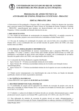 Edital Proatec 2014 - Sub-Reitoria de P&oacute;s
