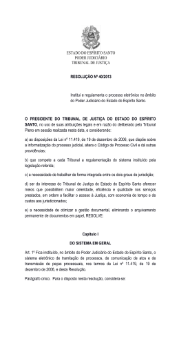 Institui e regulamenta o Processo Eletr&ocirc;nico no PJES