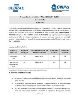 SEBRAE/CNPq - Edital Processo Seletivo ALI At&eacute;