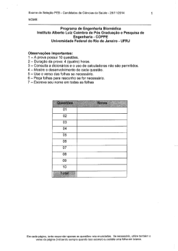 Prova para ingresso em 2015 - A Engenharia Biom&eacute;dica