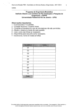 Prova para ingresso em 2015 - A Engenharia Biom&eacute;dica