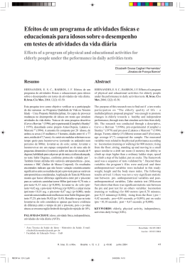 Efeitos de um programa de atividades f&iacute;sicas e educacionais para