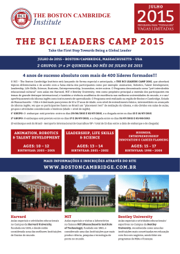 THE BCI LEADERS CAMP 2015 - The Boston Cambridge Institute
