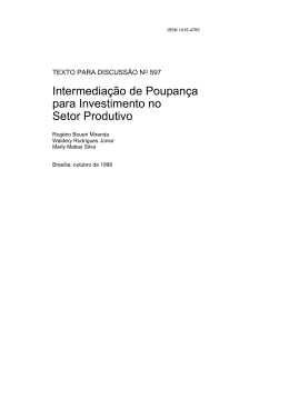 Intermedia&ccedil;&atilde;o de Poupan&ccedil;a para Investimento no Setor