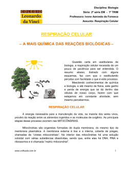 RESPIRAÇÃO CELULAR - Colégio Leonardo da Vinci