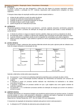 Metabolismo Energético / Respiração Celular, Fotossíntese e