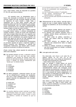PROCESSO SELETIVO CONT&Iacute;NUO-PSC 2012 1&ordf; ETAPA