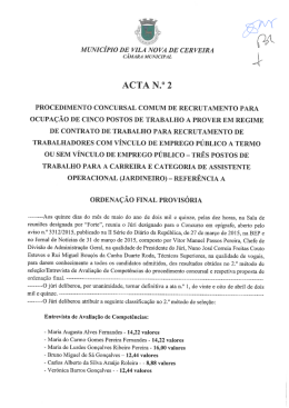 acta n.° 2 procedimento concursal comum de recrutamento para