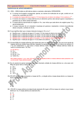 CÁLCULOS E MASSAS-EXERCÍCIOS