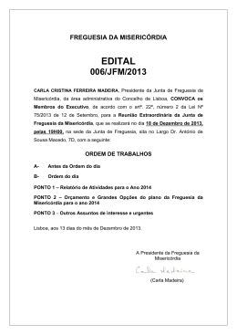 EDITAL - Junta de Freguesia da Miseric&oacute;rdia