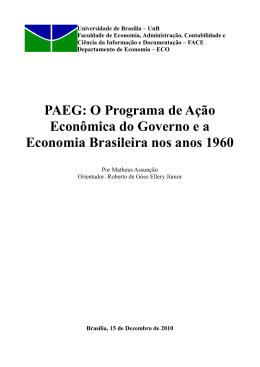 PAEG: O Programa de Ação Econômica do Governo e a Economia