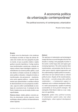 A economia pol&iacute;tica da urbaniza&ccedil;&atilde;o contempor&acirc;nea*