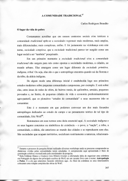 A COMUNIDADE TRADICIONAL Carlos Rodrigues