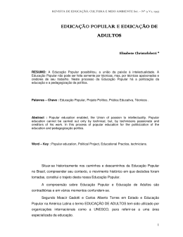 EDUCA&Ccedil;&Atilde;O POPULAR E EDUCA&Ccedil;&Atilde;O DE ADULTOS