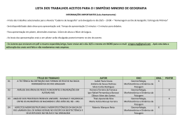 LISTA DOS TRABALHOS ACEITOS PARA O I - Unifal-MG