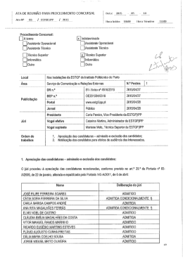 Ata n.º 3 - Apreciação candidaturas