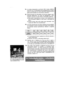 14. Um atleta, disputando a corrida de 100 m rasosr obtém a