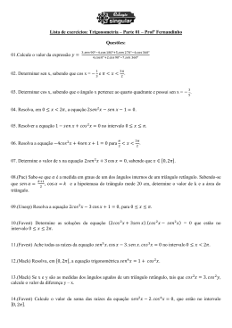 Lista de exercícios: Trigonometria – Parte 01 – Profº Fernandinho