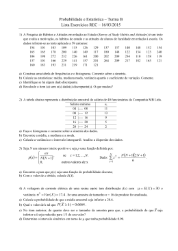 Probabilidade e Estatística – Turma B Lista Exercícios REC – 16/03